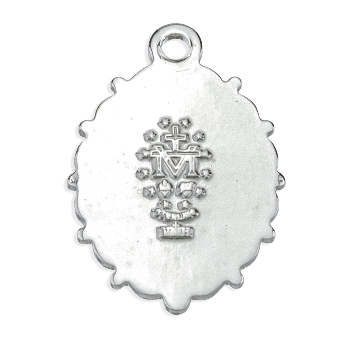 Sterling Silver Oval Two-Tone Miraculous Medal Pendant with Chain