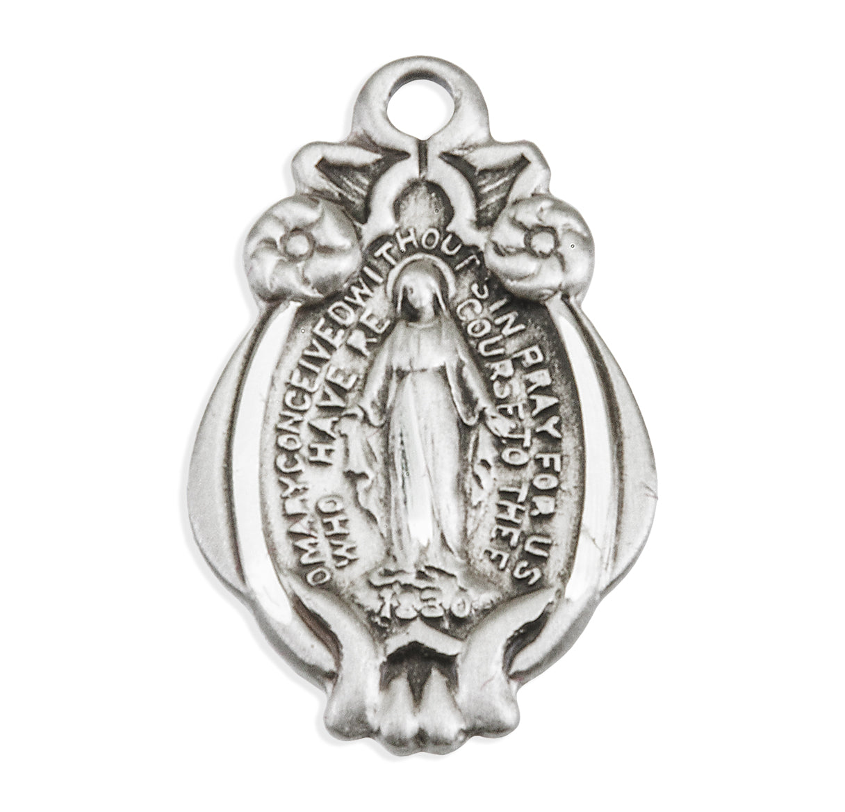 Sterling Silver Miraculous Medal Pendant with Chain