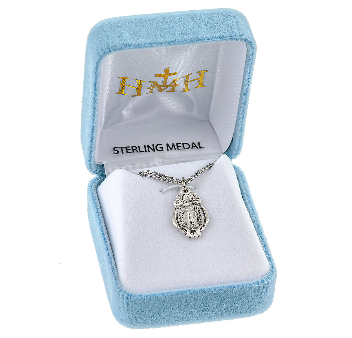 Sterling Silver Miraculous Medal Pendant with Chain