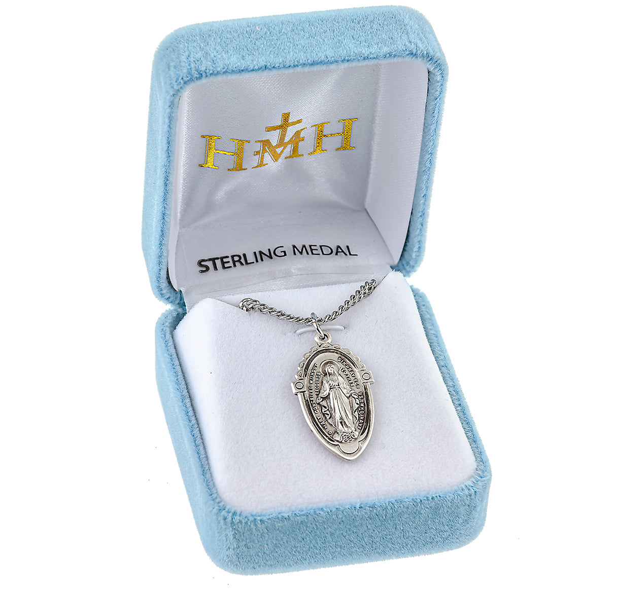 Sterling Silver Miraculous Medal Pendant with Chain