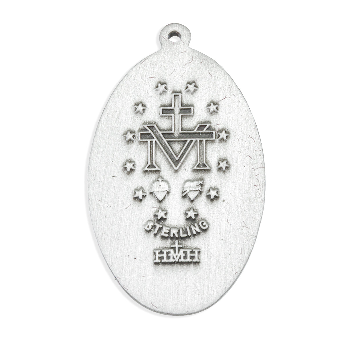 Sterling Silver Oval Miraculous Medal Pendant with Chain