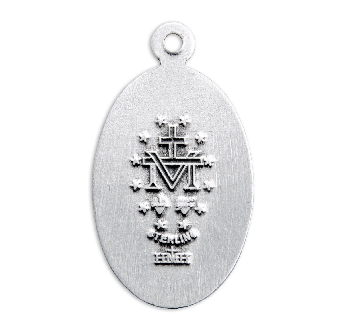 Sterling Silver Oval Miraculous Medal Pendant with Chain