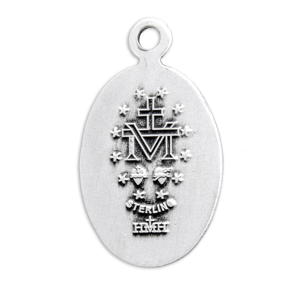 Sterling Silver Oval Miraculous Medal Pendant with Chain