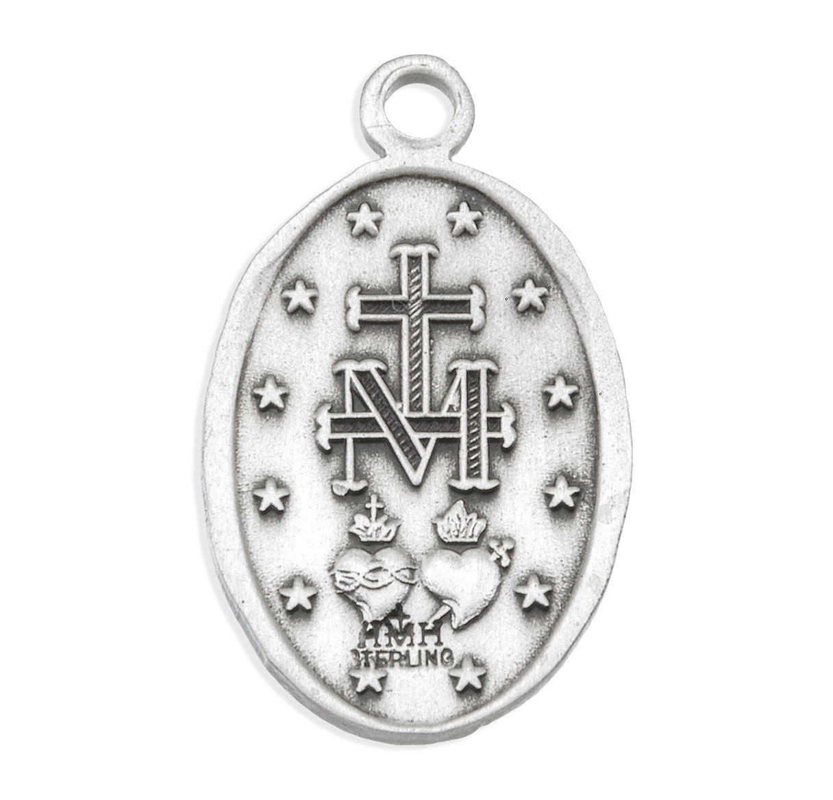 Sterling Silver Oval Miraculous Medal Pendant with Chain
