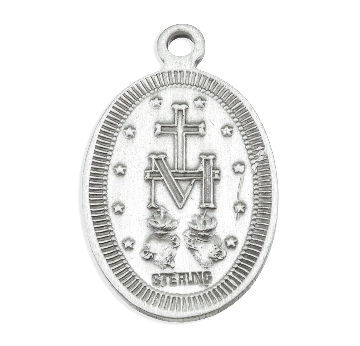 Sterling Silver Oval Miraculous Medal Pendant with Chain