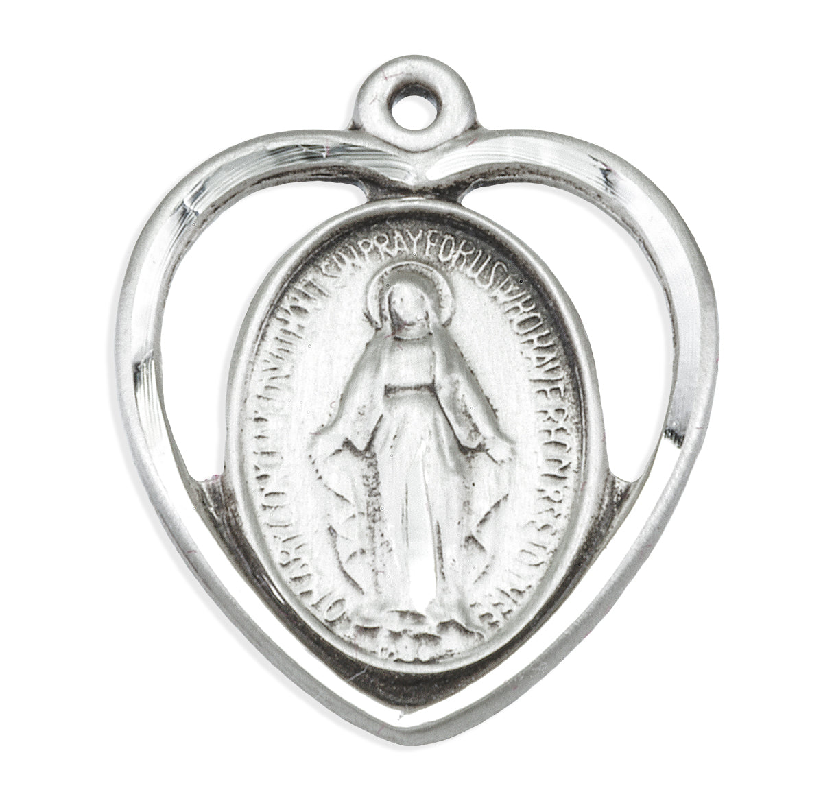 Sterling Silver Miraculous Medal Pendant with Chain