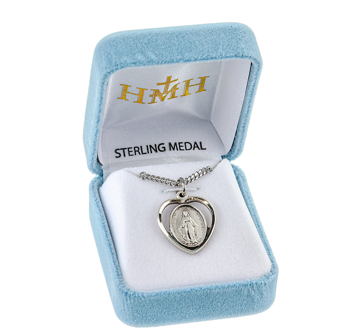 Sterling Silver Miraculous Medal Pendant with Chain