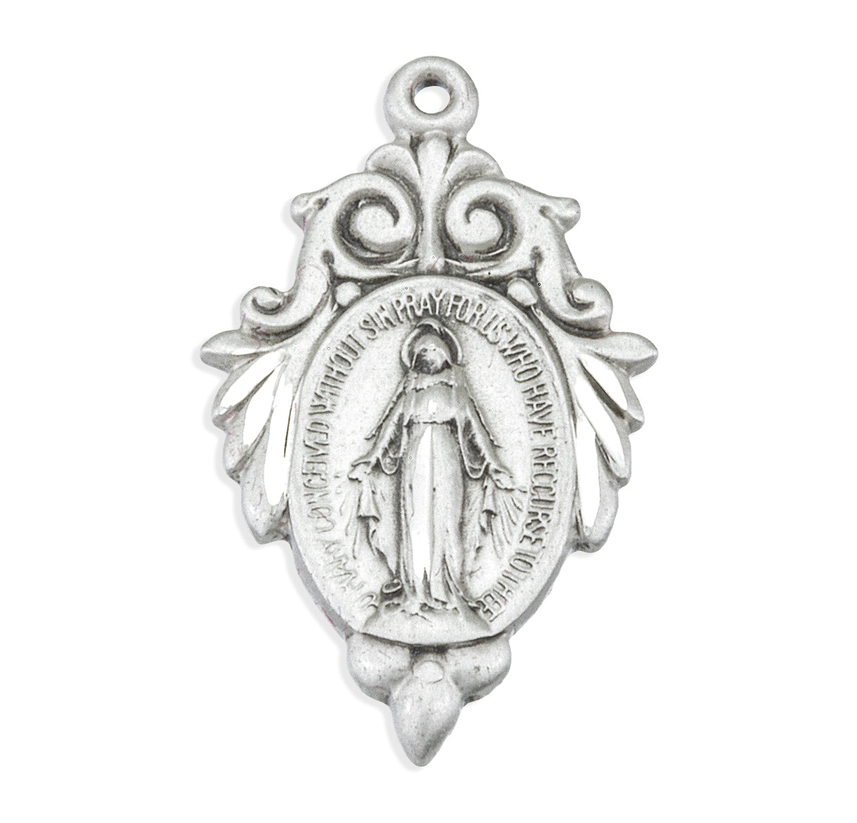 Sterling Silver Miraculous Medal Pendant with Chain
