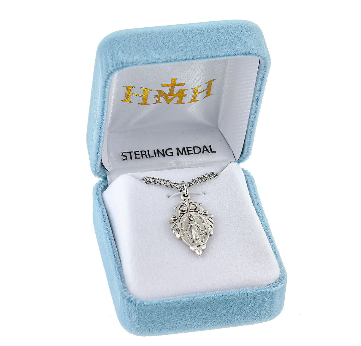 Sterling Silver Miraculous Medal Pendant with Chain