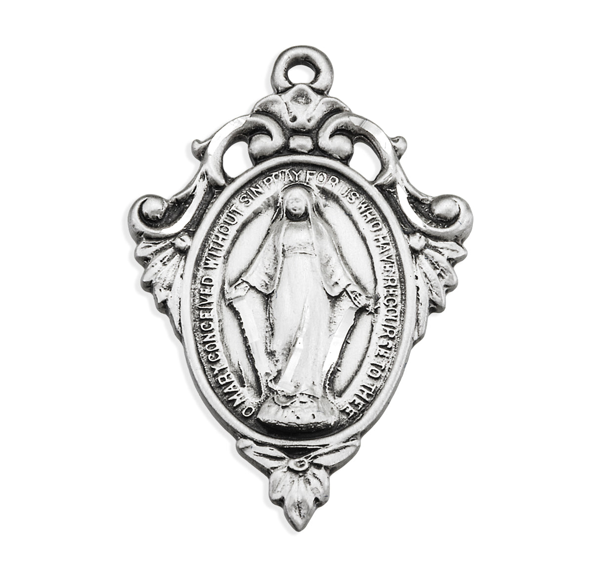 Sterling Silver Miraculous Medal Pendant with Chain