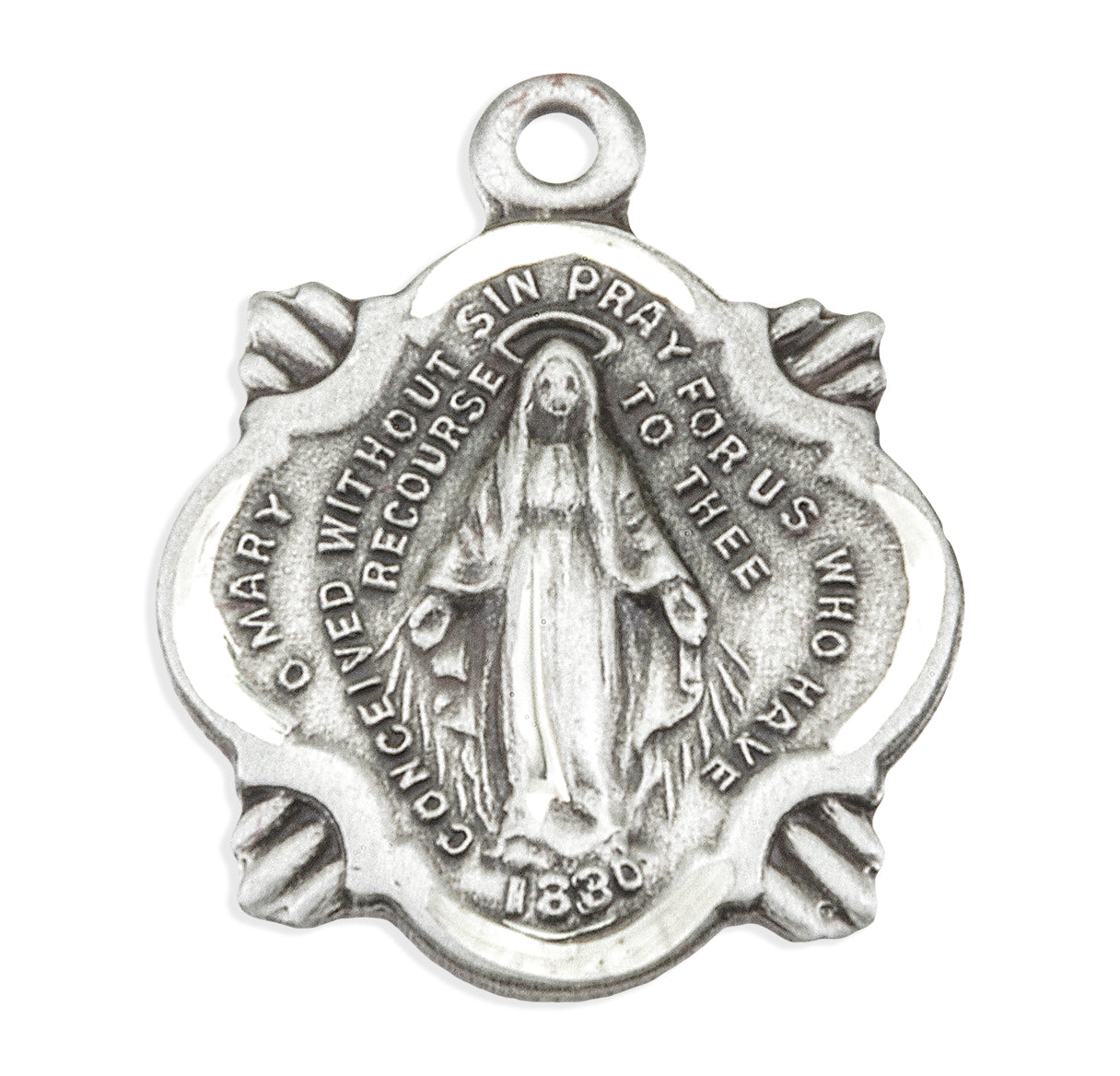 Sterling Silver Miraculous Medal Pendant with Chain