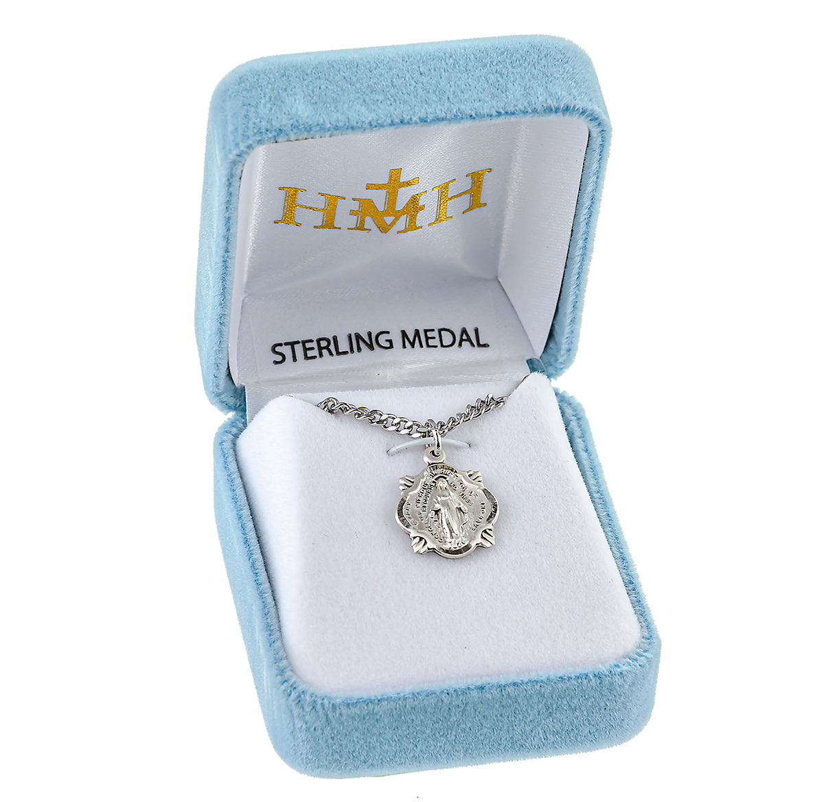 Sterling Silver Miraculous Medal Pendant with Chain