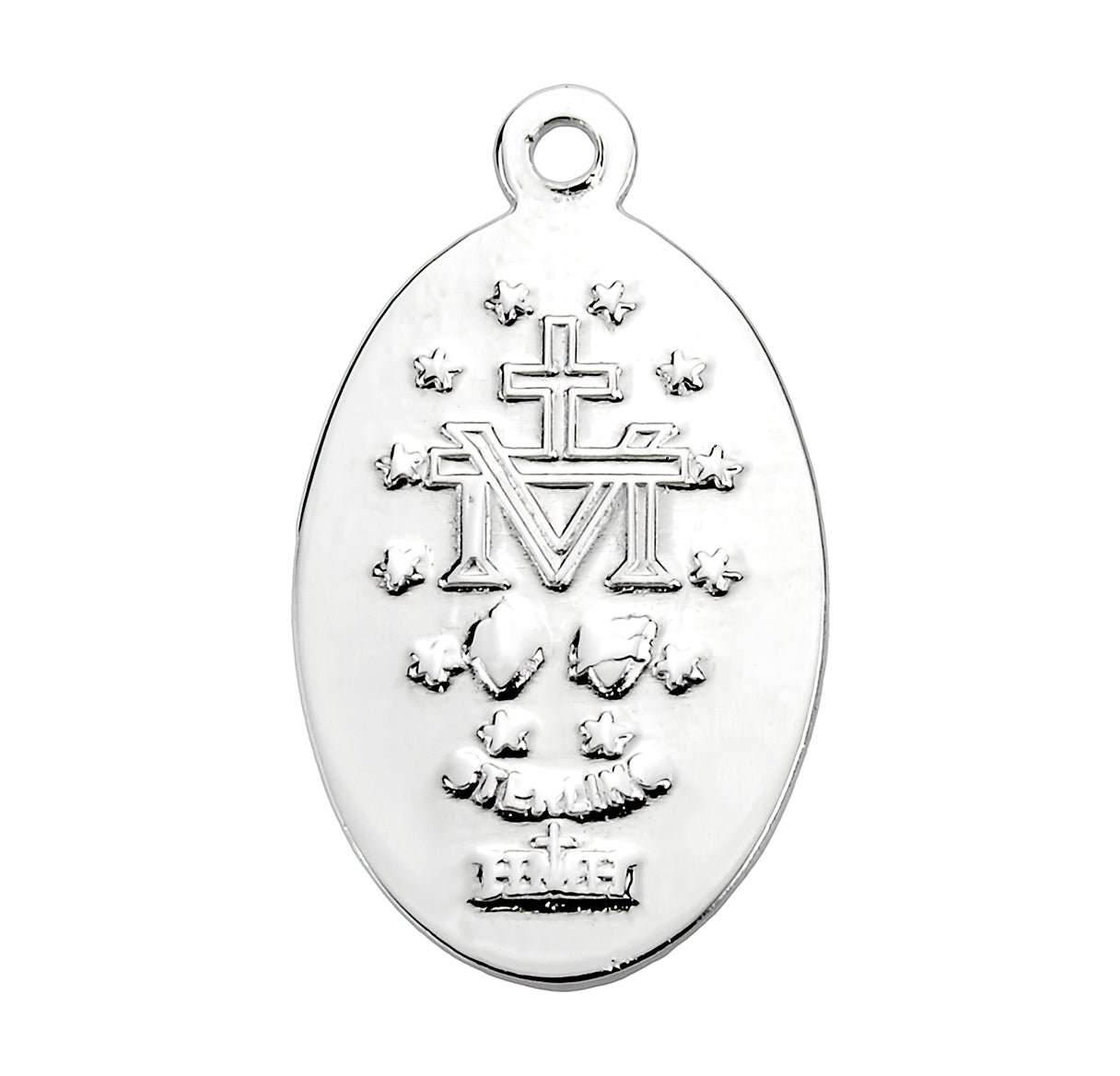 Sterling Silver Oval Miraculous Medal Pendant with Chain
