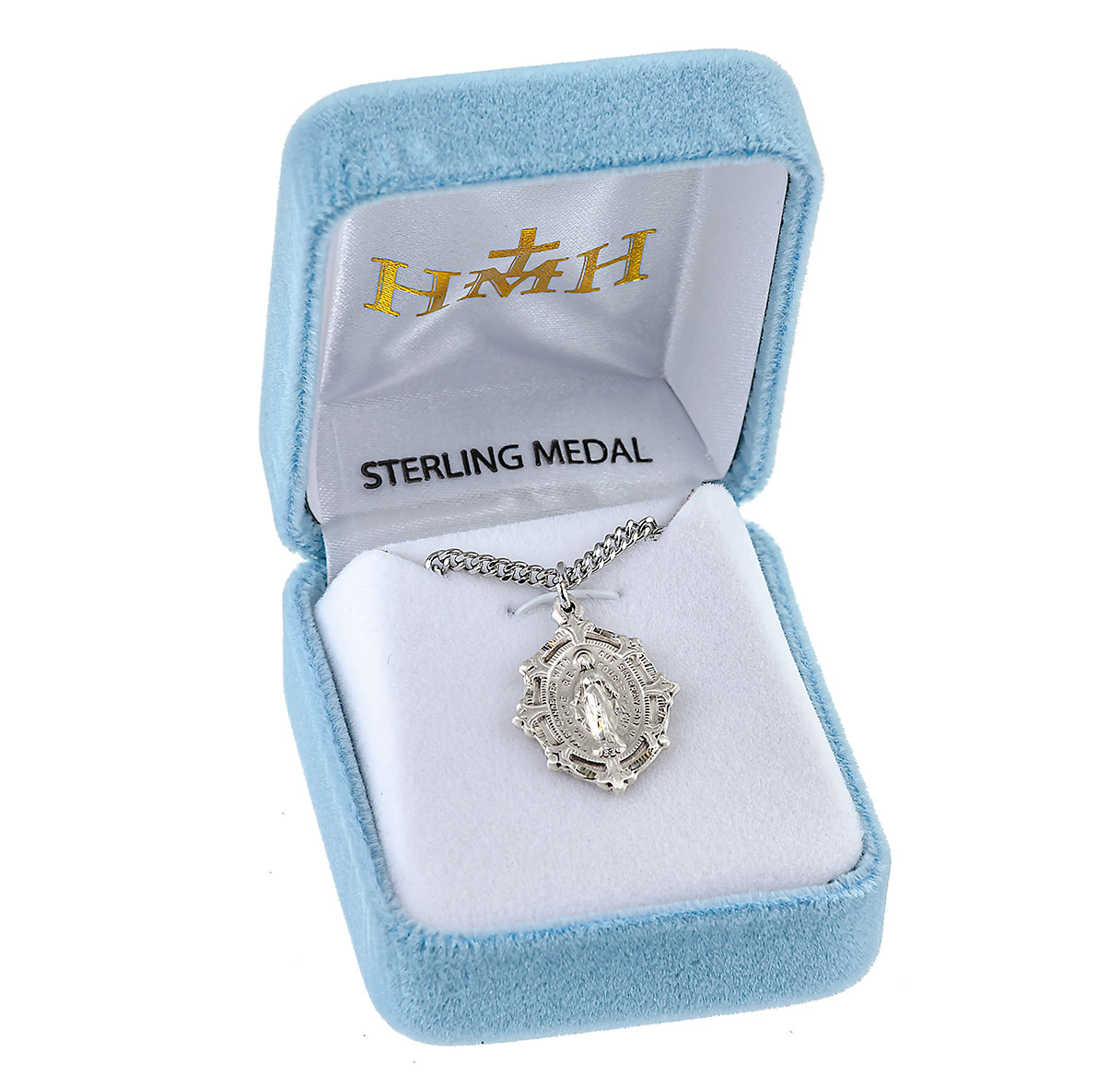 Sterling Silver Miraculous Medal Pendant with Chain
