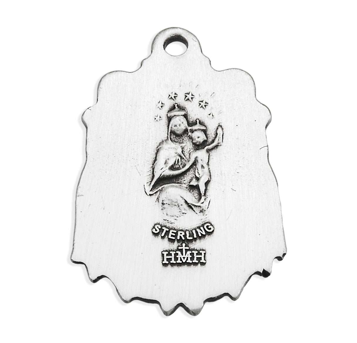 Sterling Silver Scapular Sacred Heart of Jesus Medal Pendant with Chain