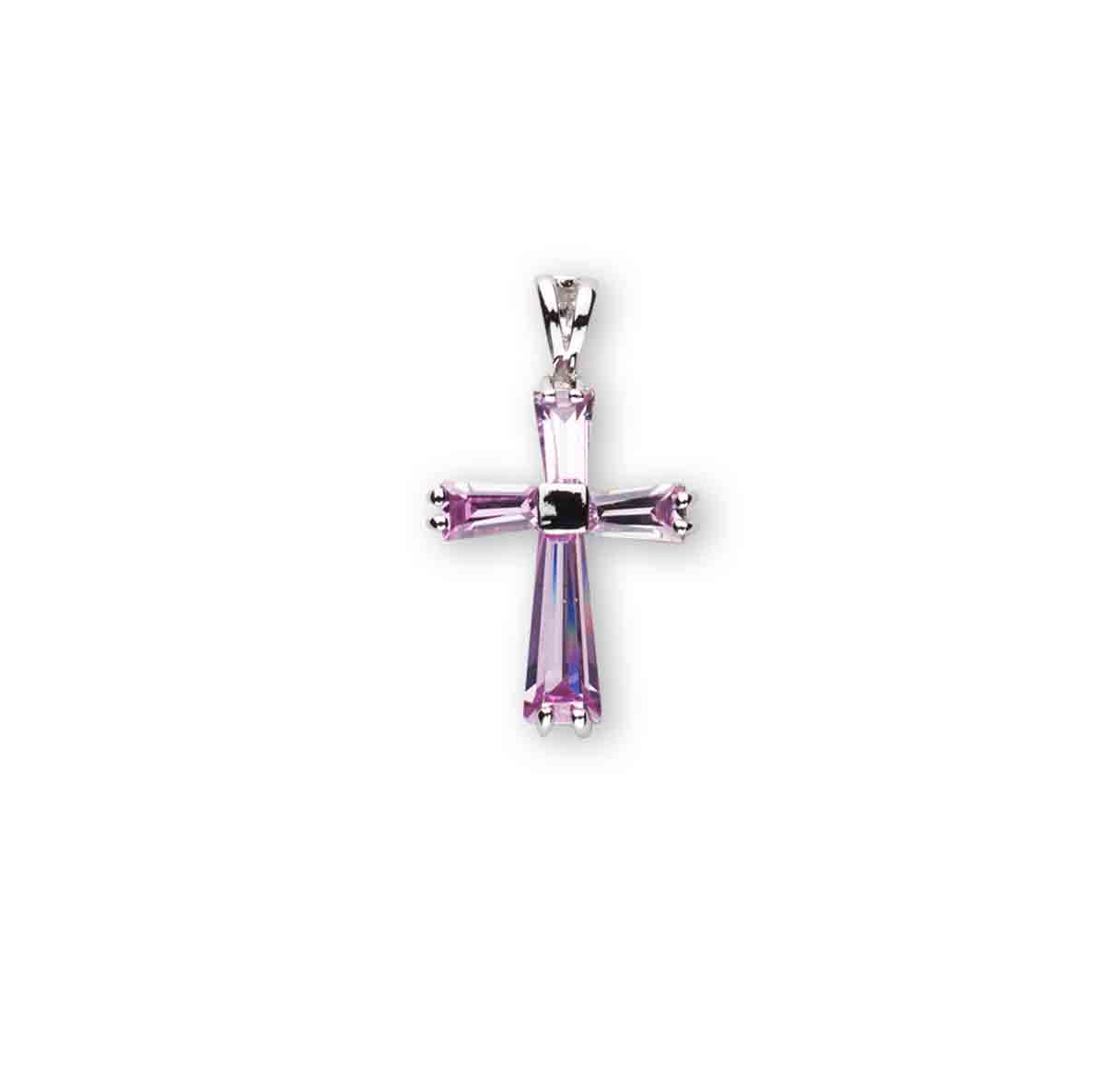 Pink Zirconia Cross Pendant