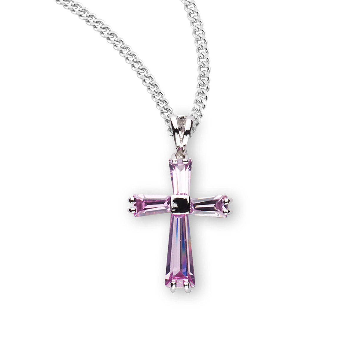 Pink Zirconia Cross Pendant