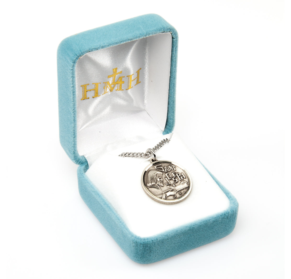 Saint Joseph the Worker Round Sterling Silver Medal Pendant with Chain