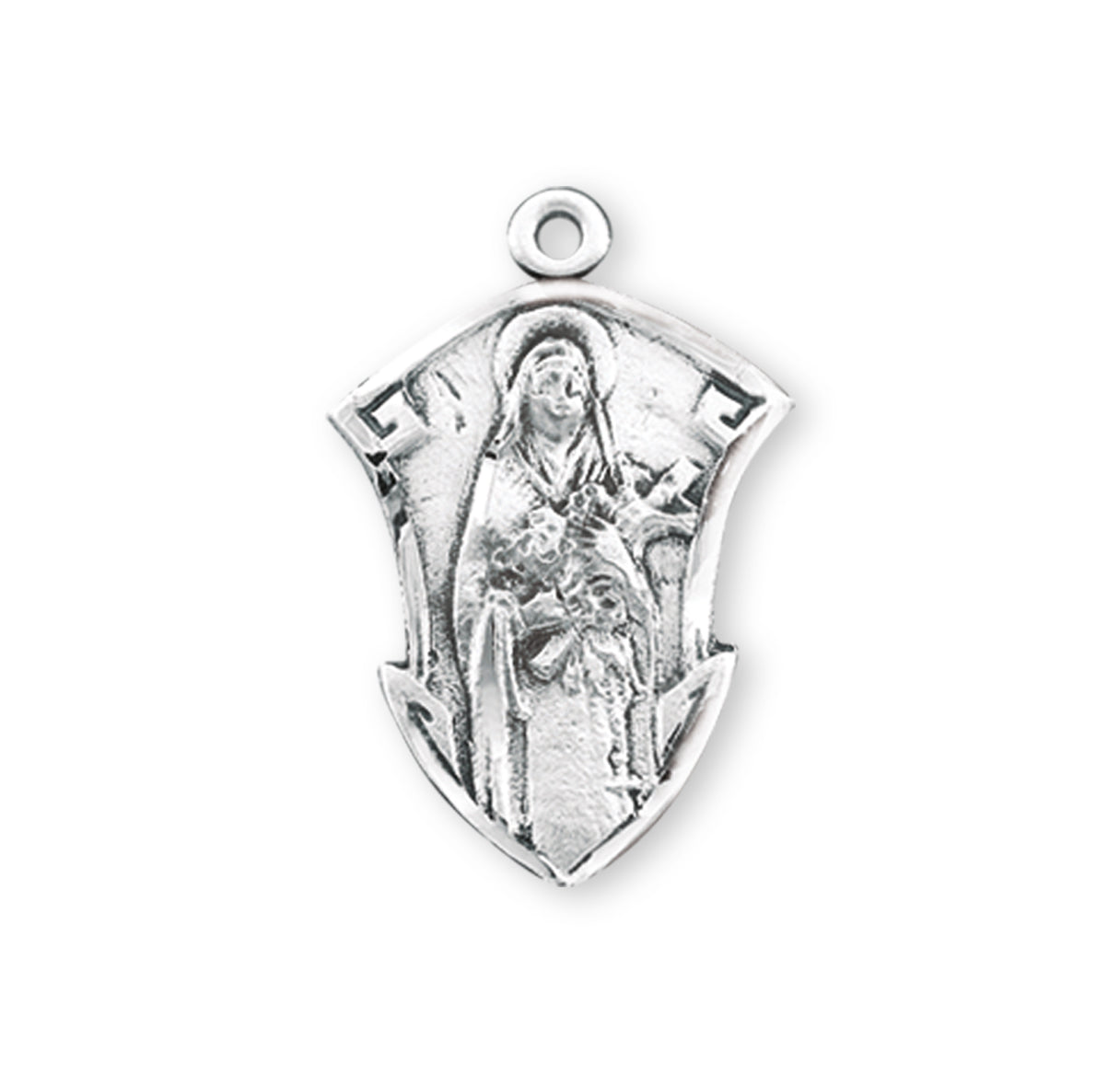 Saint Therese of Lisieux Sterling Silver Medal Pendant with Chain