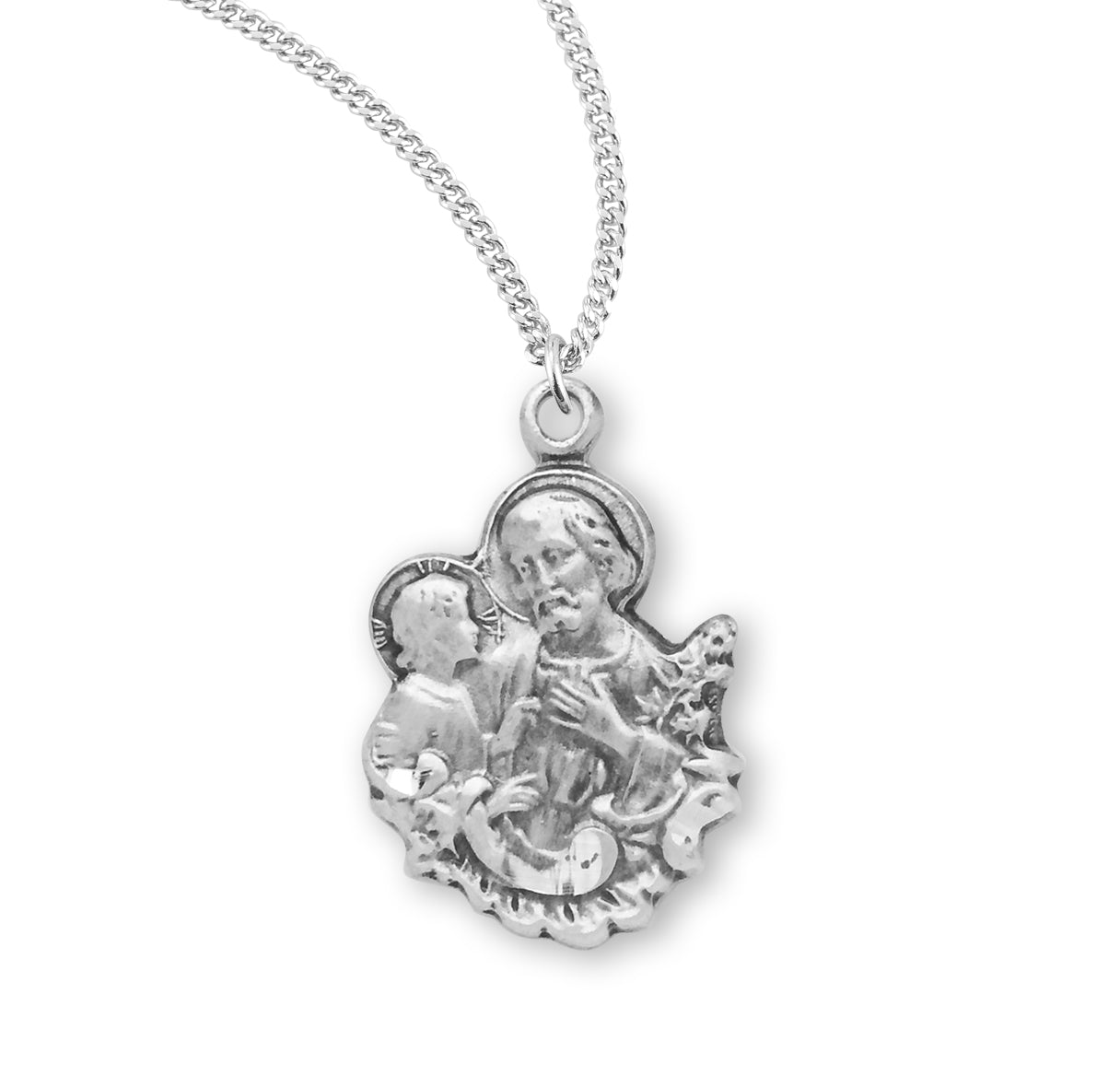 Saint Joseph Sterling Silver Medal Pendant with Chain