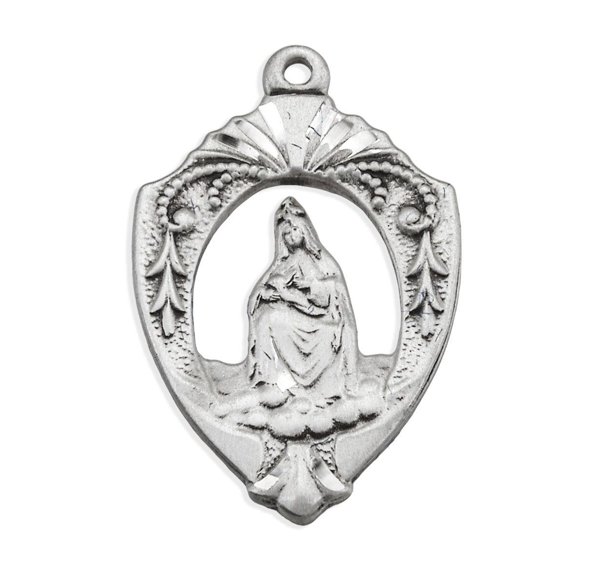 Our Lady of Laleche English Version Sterling Silver Medal Pendant with Chain