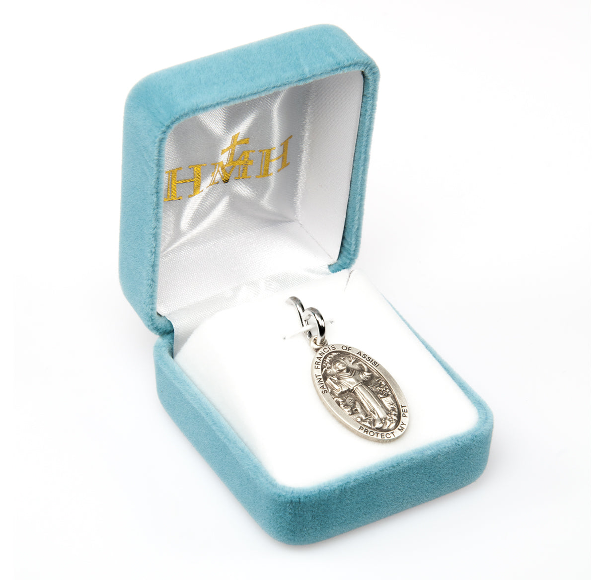Saint Francis of Assisi Oval Sterling Silver Pet Medal Pendant with Chain