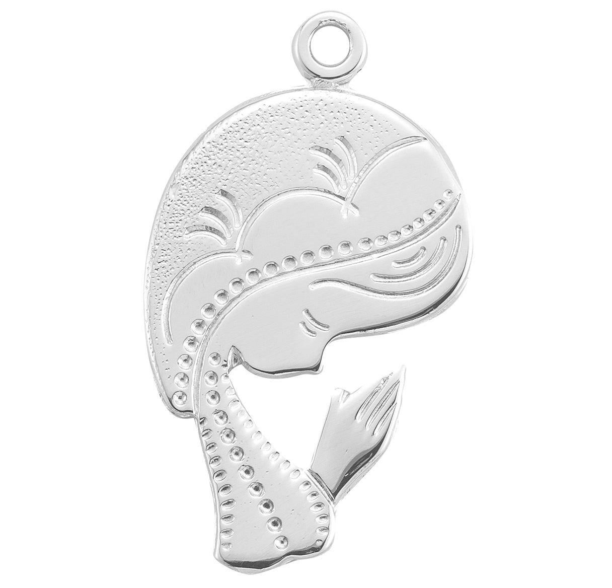 Sterling Silver Contemporary Madonna Medal Pendant with Chain