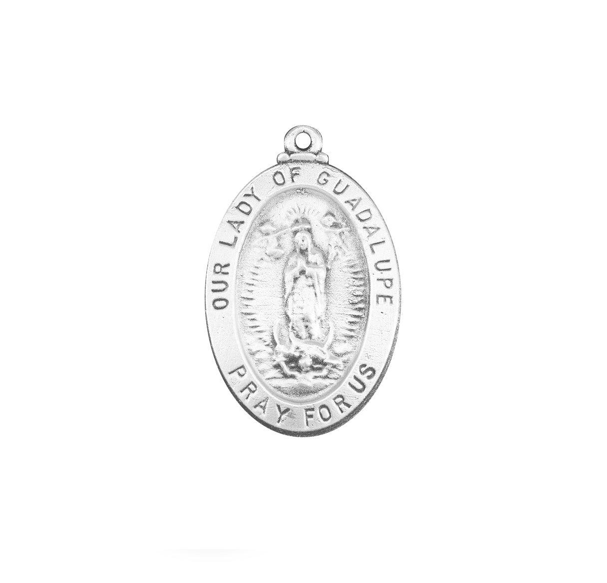 Our Lady of Guadalupe Oval Sterling Silver Medal Pendant with Chain