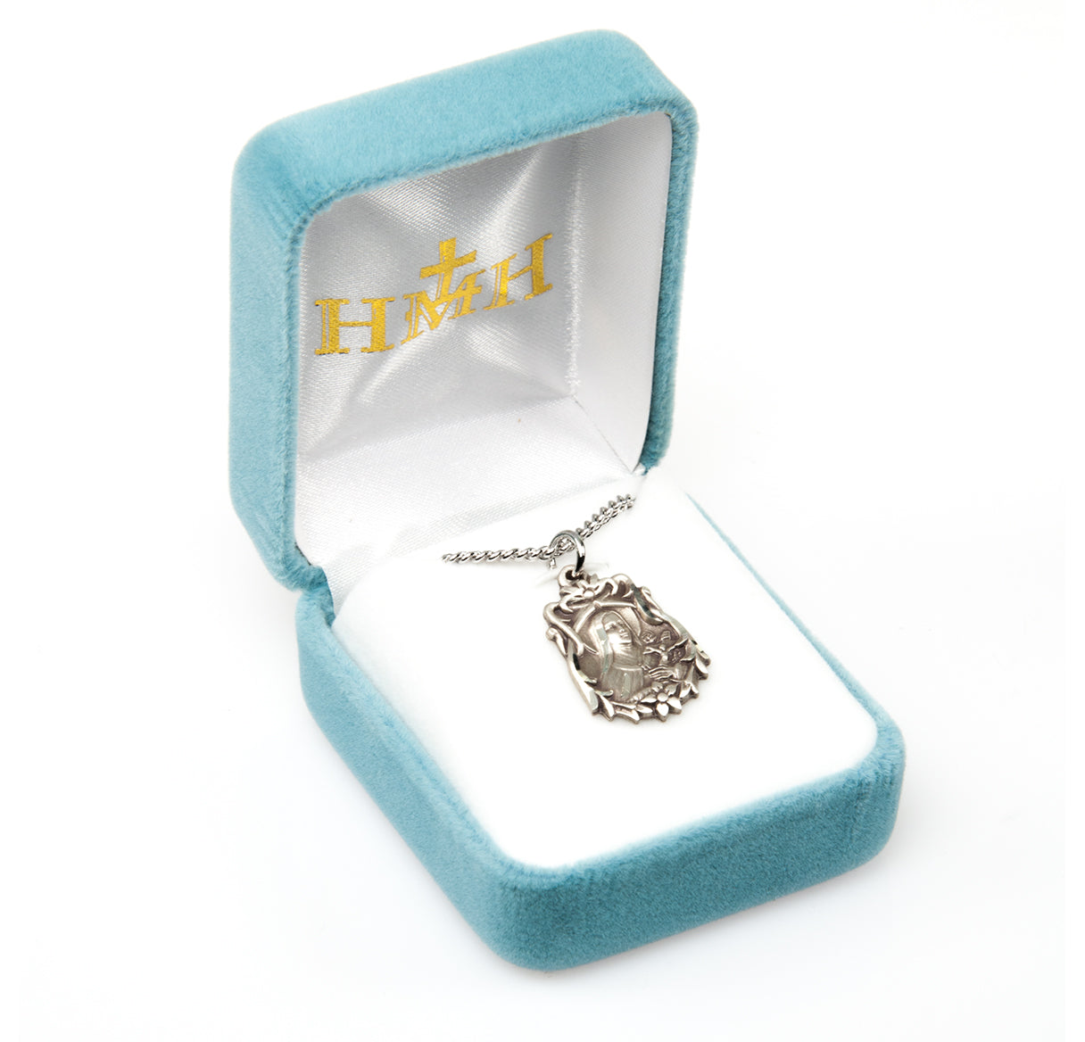 Saint Therese of Lisieux Sterling Silver Medal Pendant with Chain