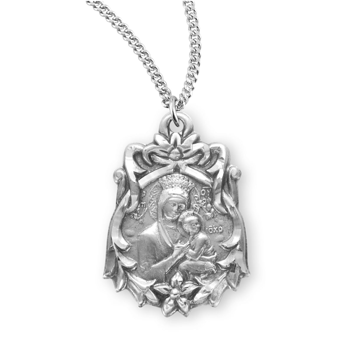 Our Lady of Perpetual Help Sterling Silver Medal Pendant with Chain