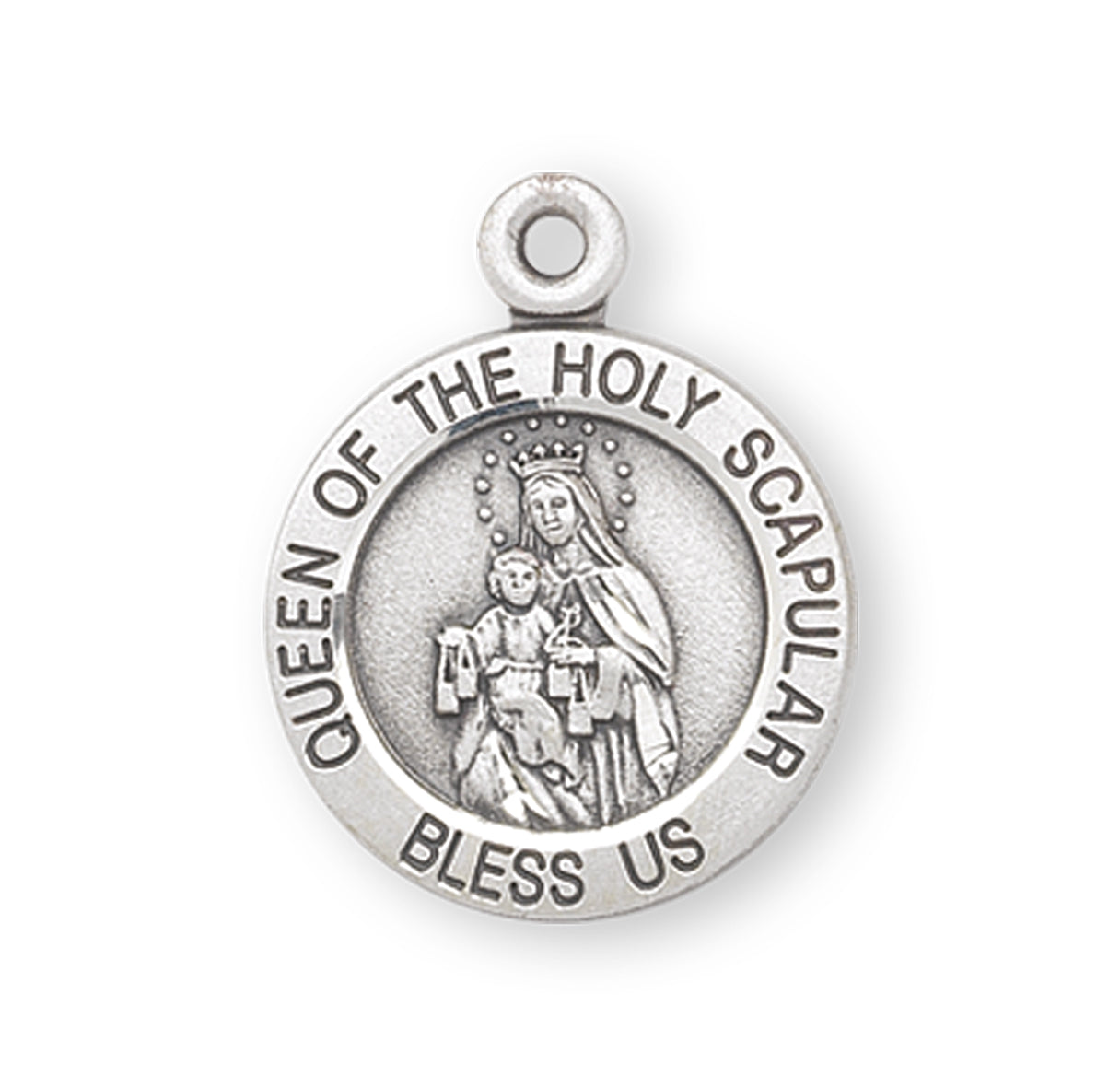 Sterling Silver Holy Scapular Medal Pendant with Chain