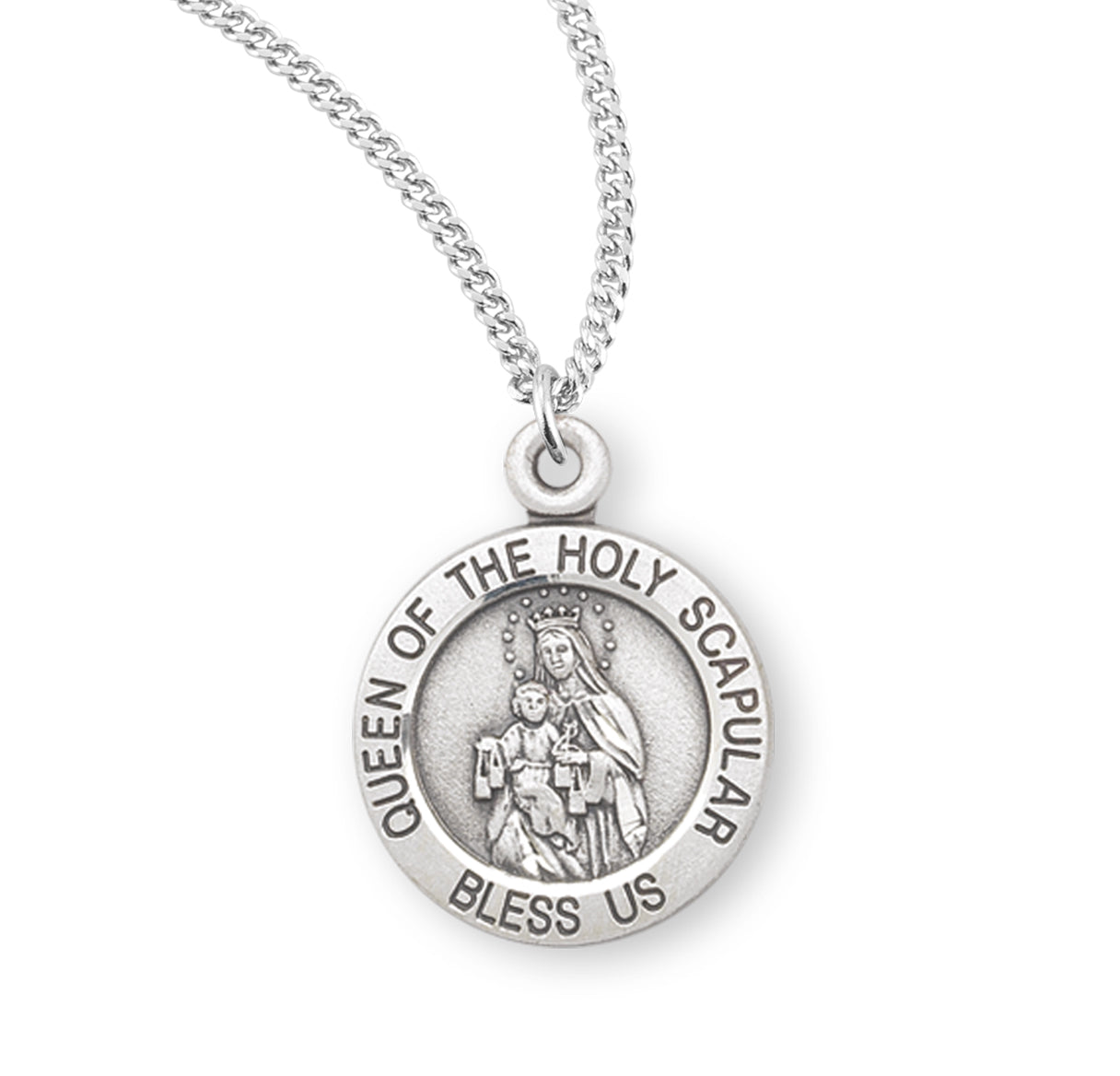Sterling Silver Holy Scapular Medal Pendant with Chain