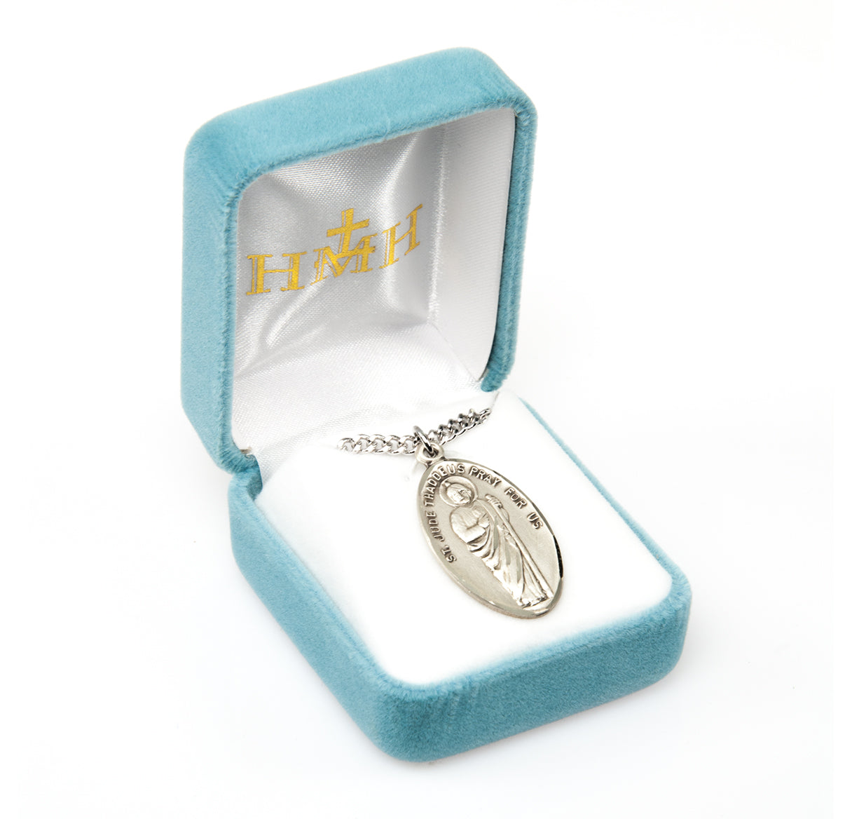 Saint Jude Oval Sterling Silver Medal Pendant with Chain