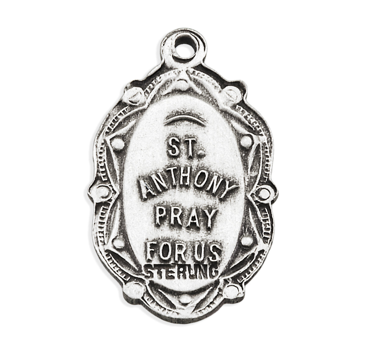 Saint Anthony Oval Sterling Silver Medal Pendant with Chain