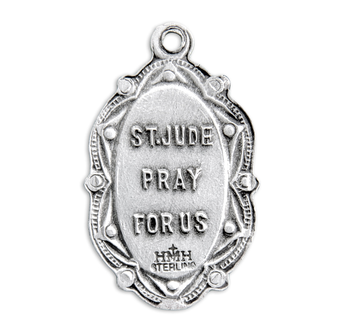 Saint Jude Oval Sterling Silver Medal Pendant with Chain