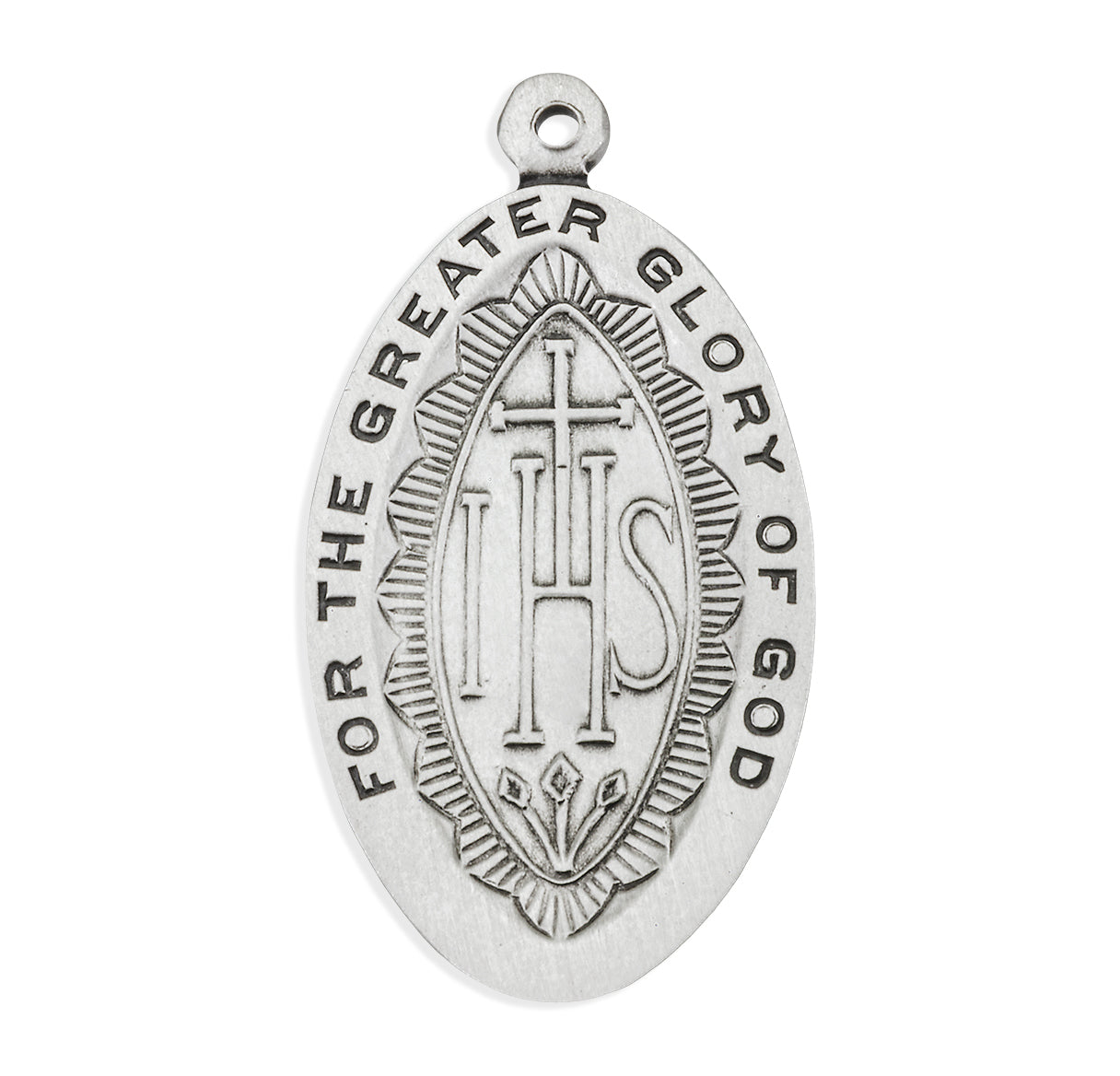 Sterling Silvr St. Francis Xavier Oval Medal with HIS Reverse 24"