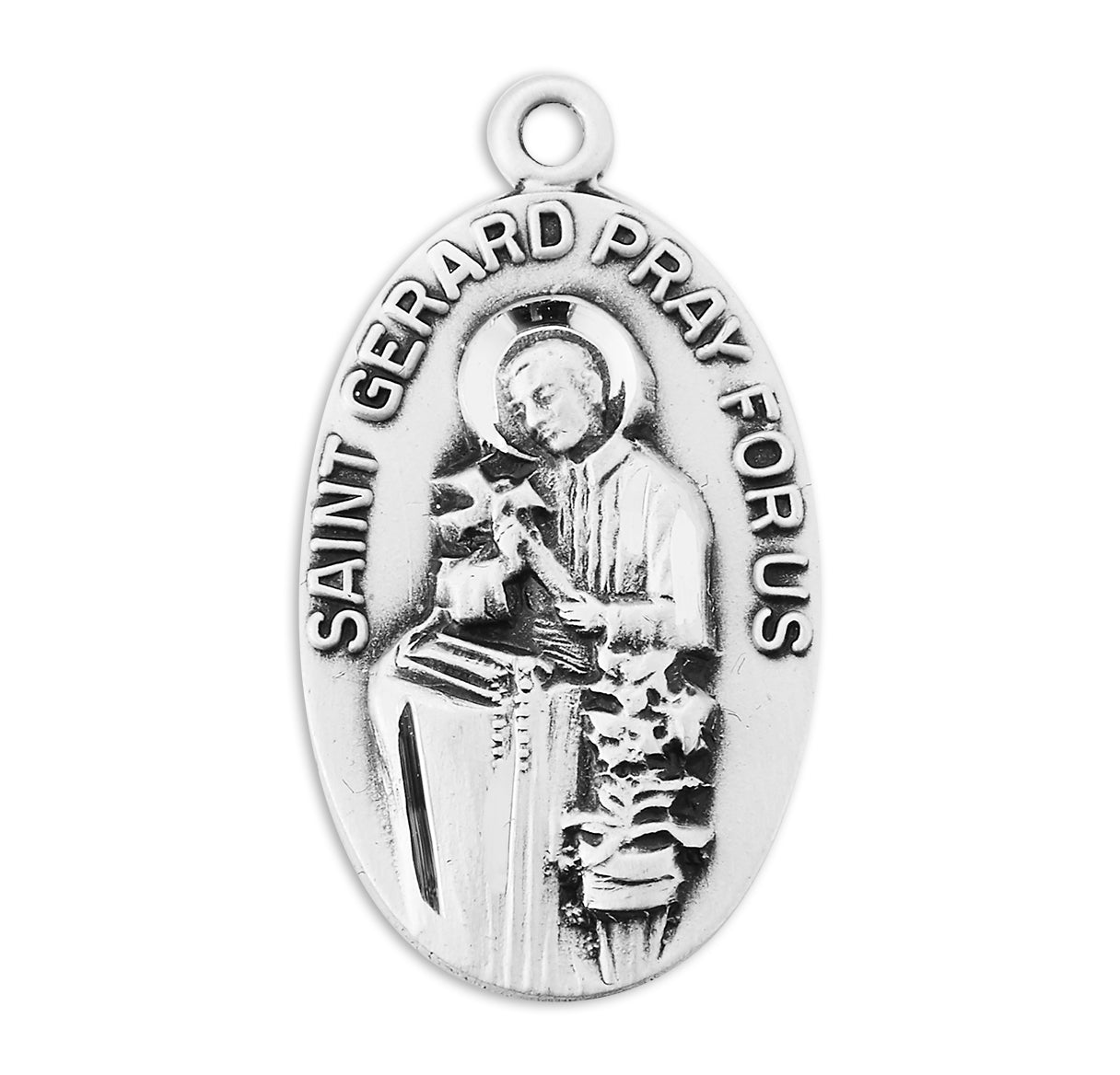 Sterling Silver St. Gerard Medal Pendant with Chain