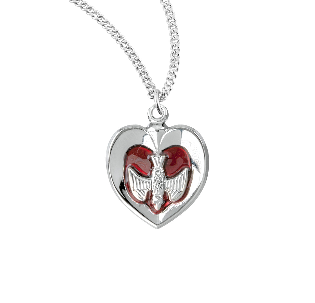 Sterling Silver Heart with Holy Spirit