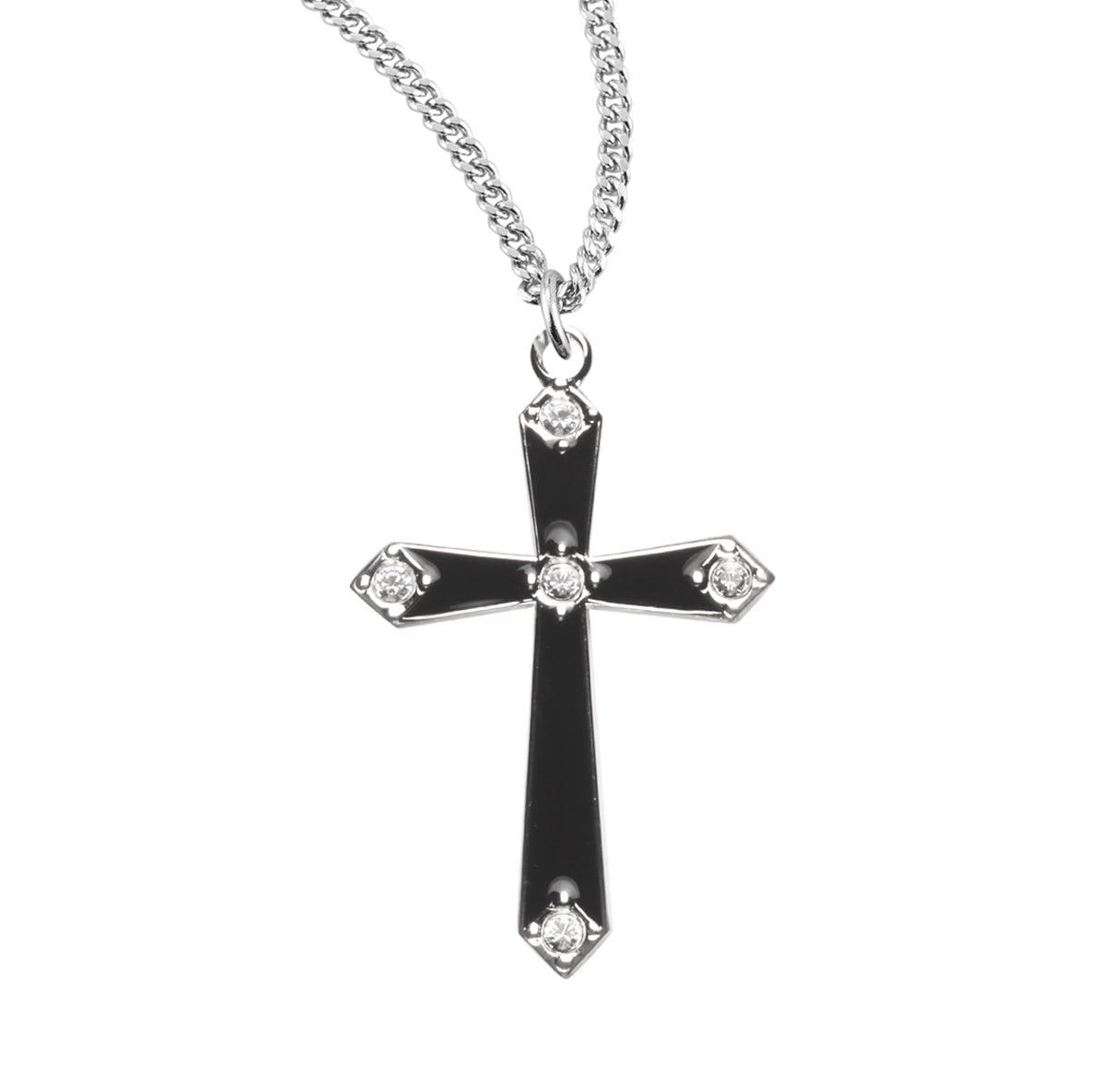 Sterling Silver Black Enameled Cross