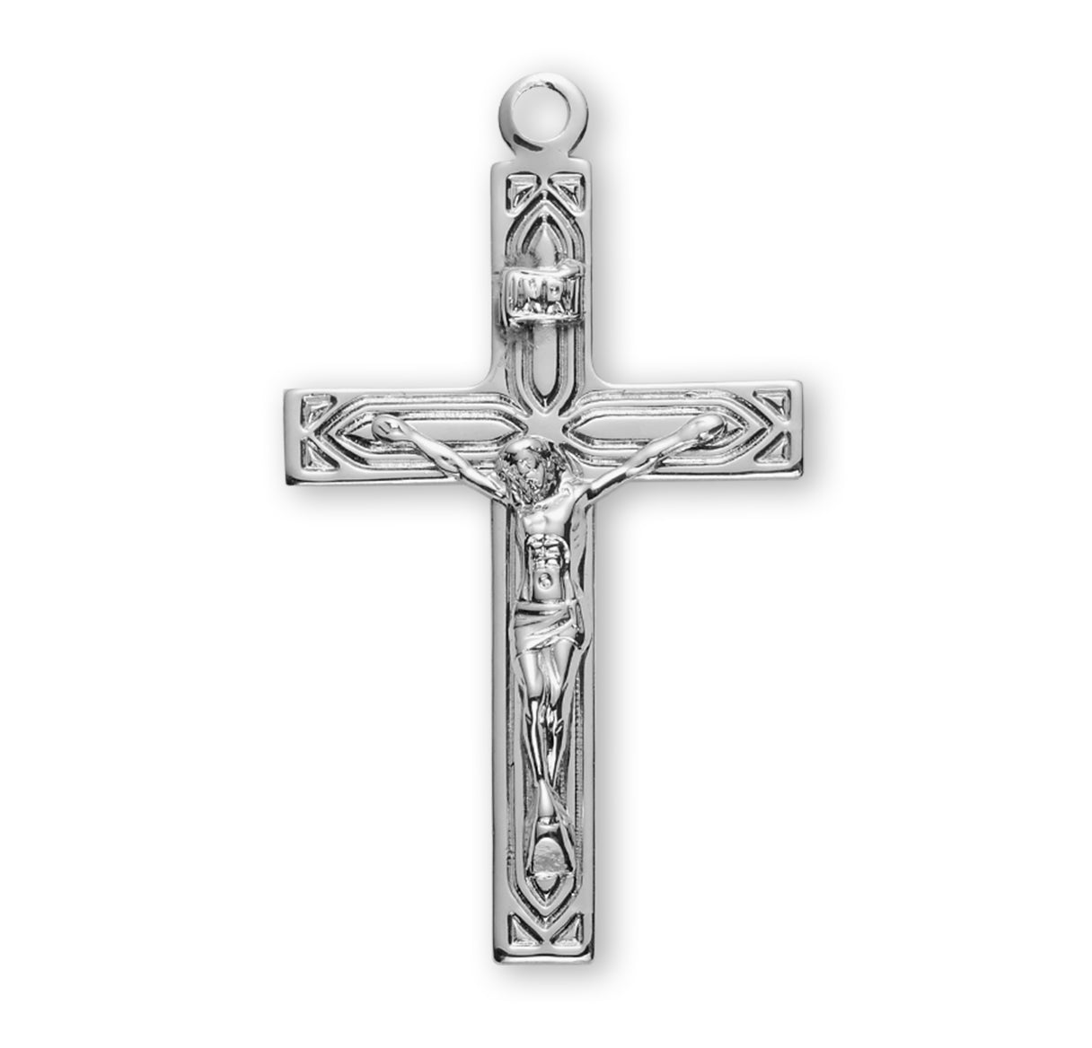 Art Deco Style Sterling Silver High Polished Crucifix