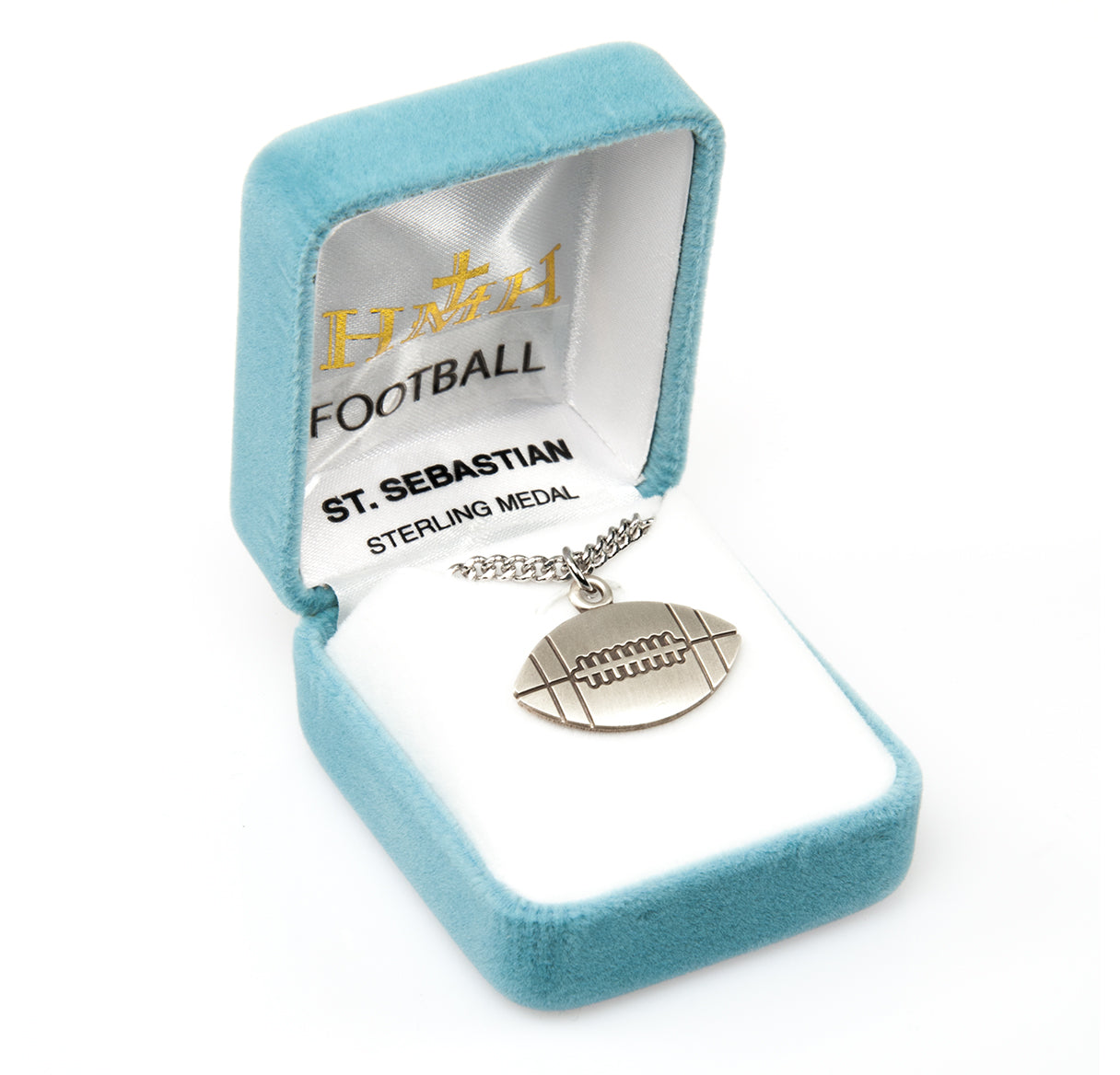Saint Sebastian Sterling Silver Football Athlete Medal Pendant with Chain