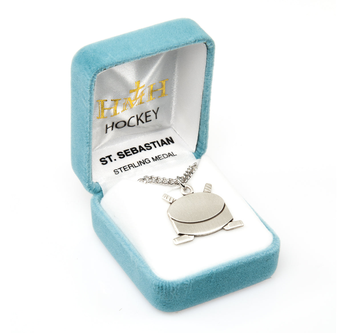 Saint Sebastian Sterling Silver Hockey Athlete Medal Pendant with Chain