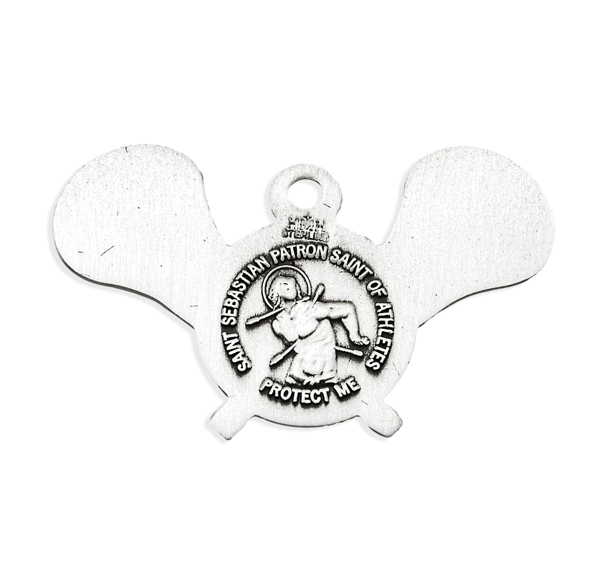 Saint Sebastian Sterling Silver Lacrosse Athlete Medal Pendant with Chain