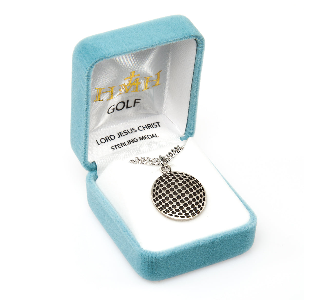 Lord Jesus Christ Sterling Silver Golf Athlete Medal Pendant with Chain