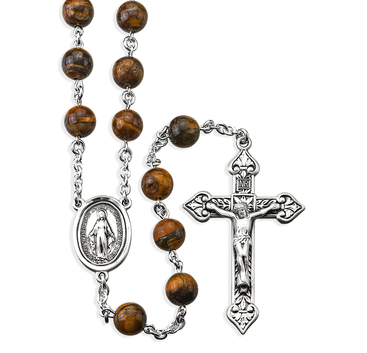 8mm Round Genuine Tiger Eye Beads | Catholic Rosary Beads