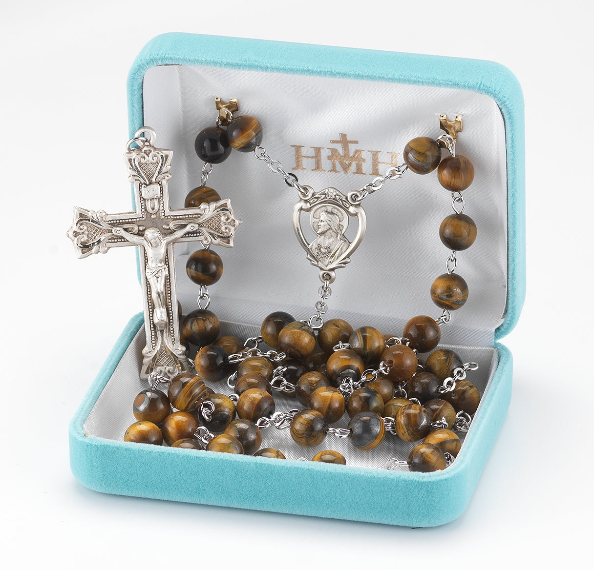 8mm Round Genuine Tiger Eye Beads | Catholic Rosary Beads
