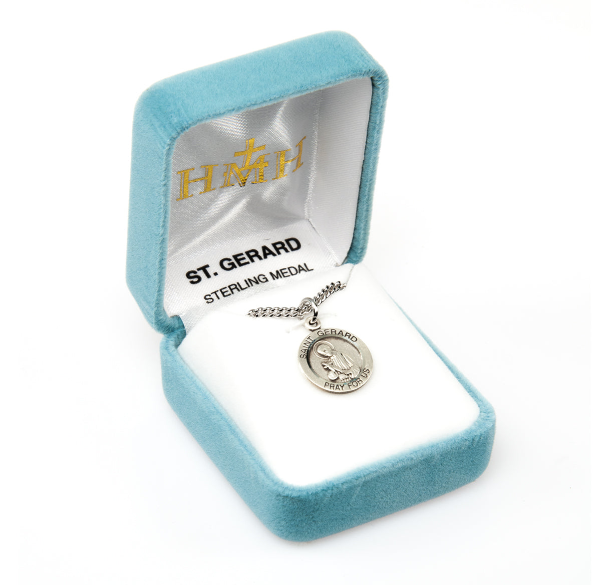 Patron Saint Gerard Round Sterling Silver Medal Pendant with Chain