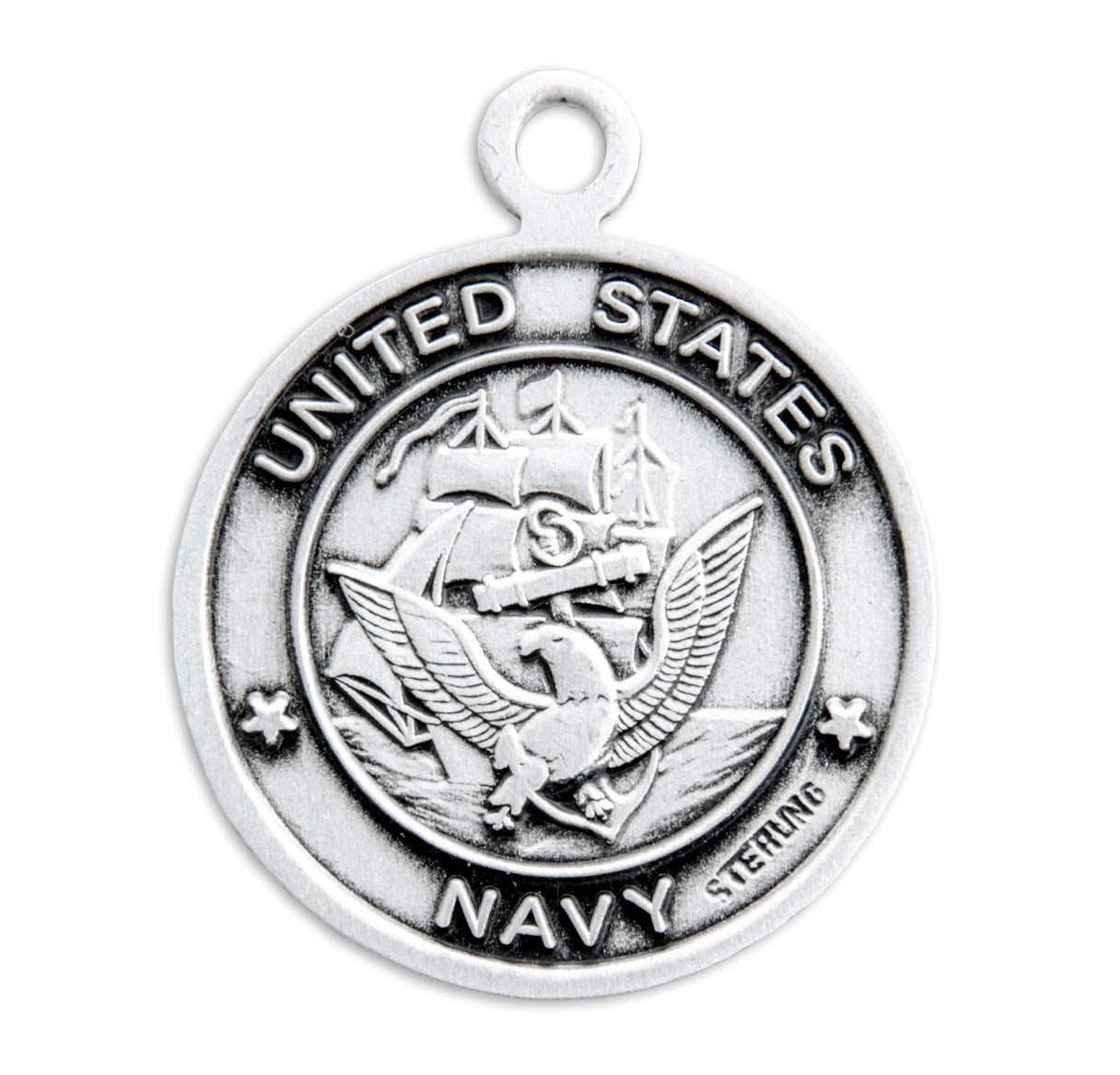 Sterling Silver Navy Medal with St. Christopher on Reverse Side
