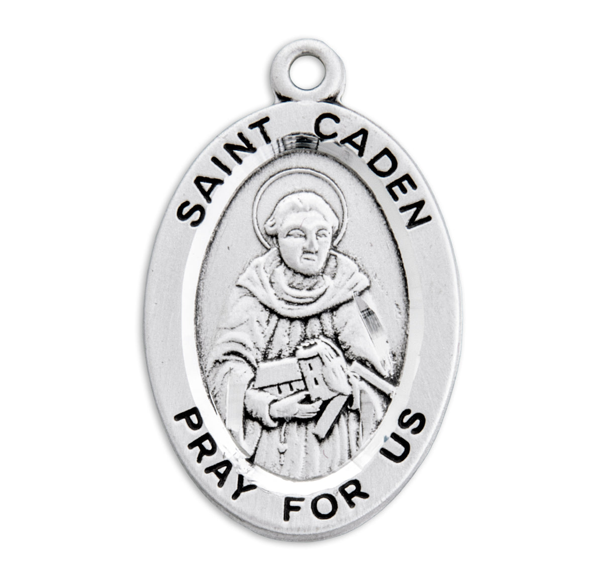 Patron Saint Caden Oval Sterling Silver Medal Pendant with Chain