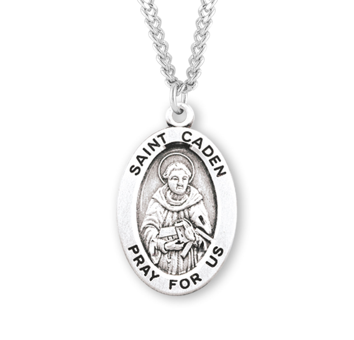 Patron Saint Caden Oval Sterling Silver Medal Pendant with Chain